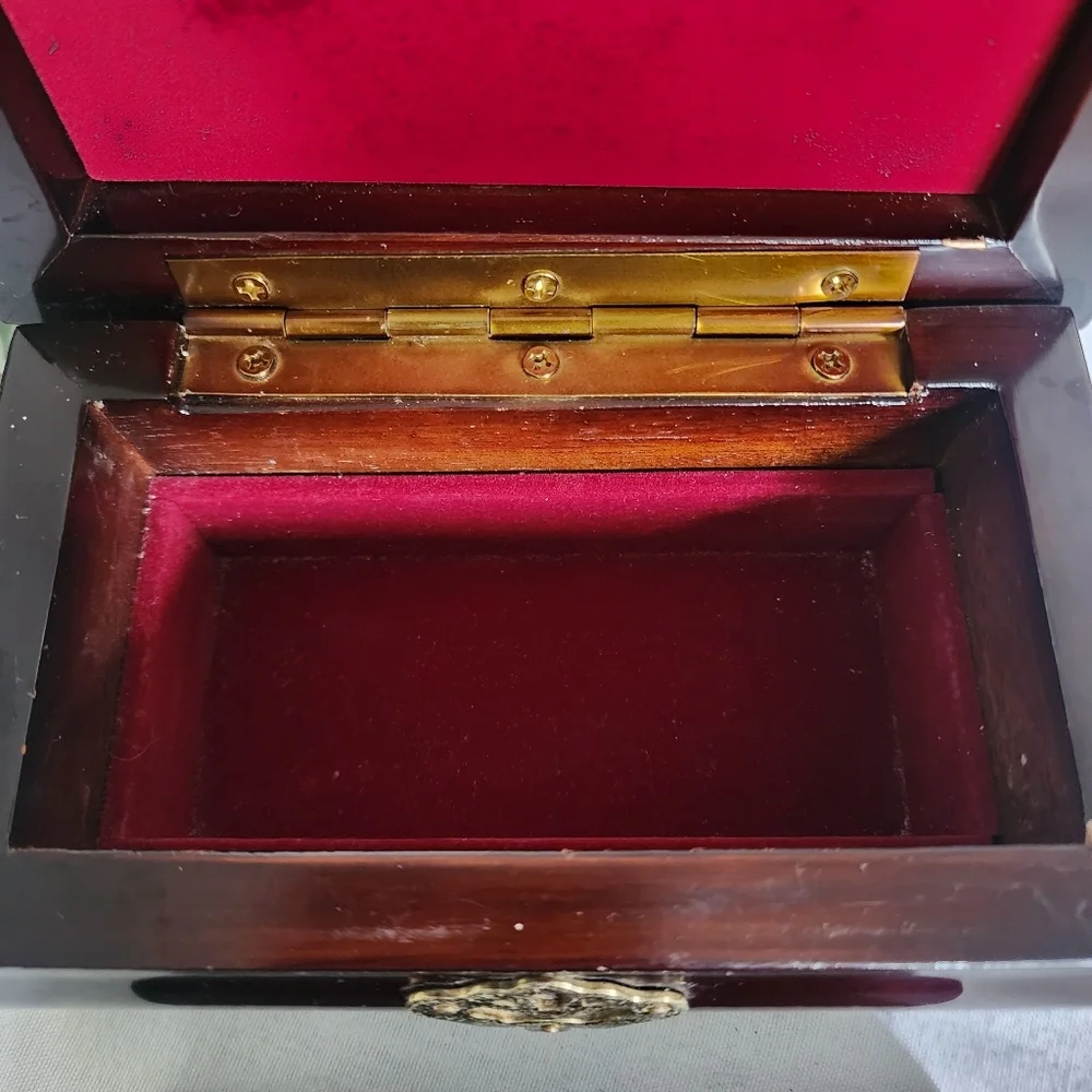 Vintage Mahogany Jewelry Box Made in Korea